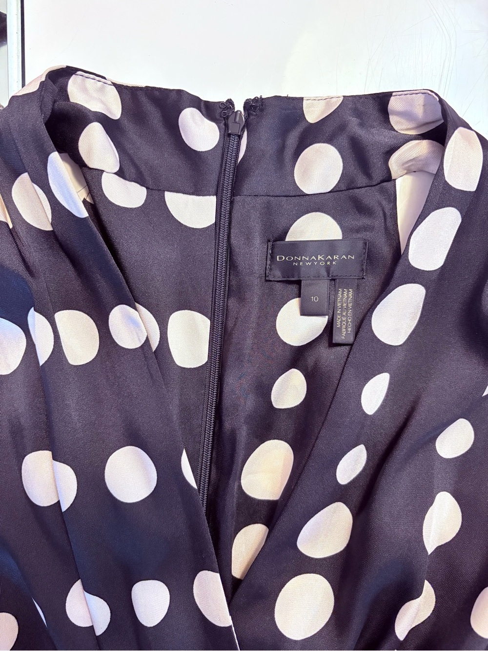 Donna Karan Black and Cream Polka Dot Halter Midi Dress - Picture 5 of 13